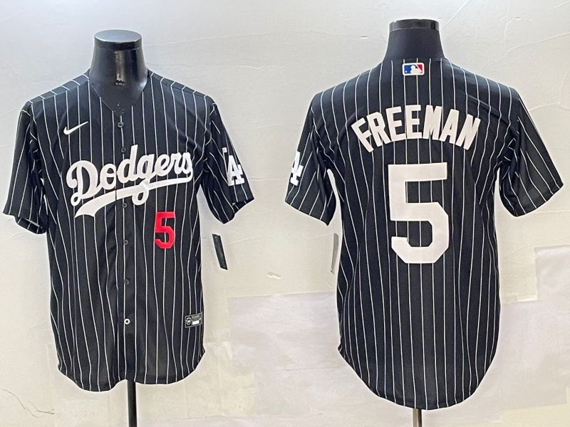 Men Los Angeles Dodgers #5 Freeman Black Stripe Jointly Name 2025 Nike MLB Jersey style 10->los angeles dodgers->MLB Jersey